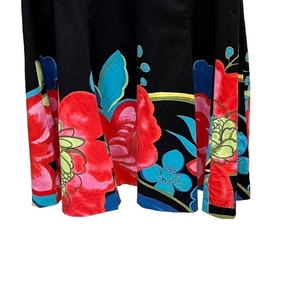 NINE WEST Black Floral Graphic A-Line Party Dress, Sundress, Size 6 - Picture 12 of 16